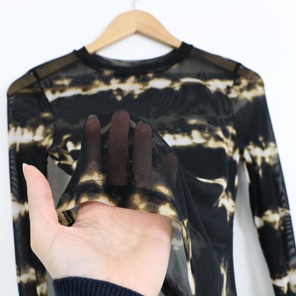 *Iris Black and Brown Mesh Long Sleeve Top - Picture 6 of 7